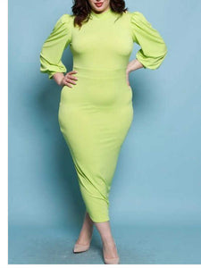 9912 LEMON LIME PLUS/CURVY DRESS