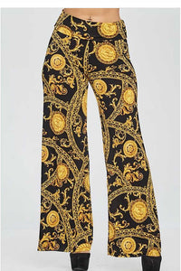 9912 BLACK AND YELLOW ROUND BOTTOM PANTS