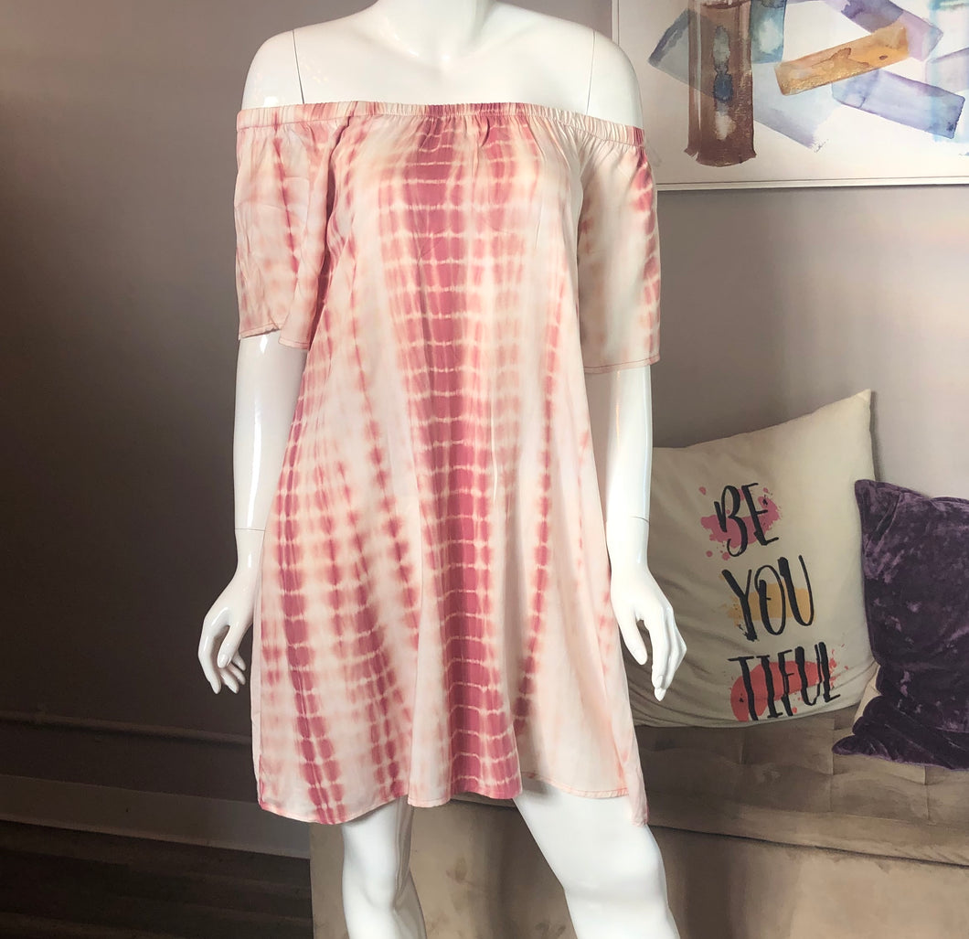 9912 OFF THE SHOULDER TYE DYE DRESS